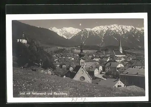 AK Imst, Ortsansicht mit Heiterwand und Rauchberg
