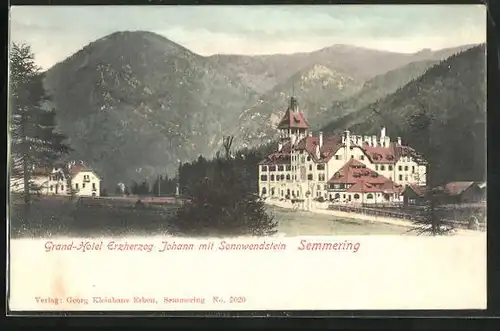 AK Semmering, Grand-Hotel Erzherzog Johann mit Sonnwendstein
