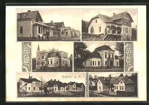 AK Roznov p. R., Verschiedene Gebäude im Ort