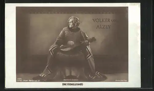 AK Filmszene Die Nibelungen, I. Teil, Bernhard Goetzke als Volker von Alzey