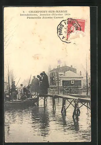 AK Champigny-Sur-Marne, Inondations, Janvier-Février 1910, Hochwasser