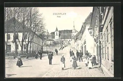 AK Oberplan, Strassenpartie am Platz