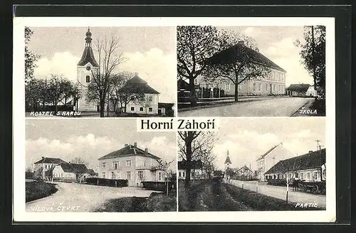 AK Horni Zahori, Kostel, Skola, Vilova ctvrt