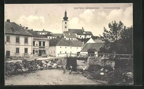 AK Deutsch-Beneschau, Ortspartie mit Hofmüllerbrücke