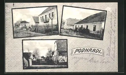 AK Podhradi, Strassenpartie, Gasthaus