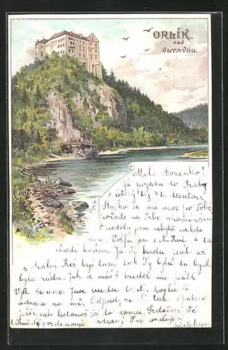 Lithographie Orlik nad Vltavou, Zámek, Panorama