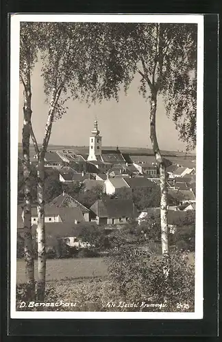 AK Deutsch-Beneschau, Teilansicht mit Kirche