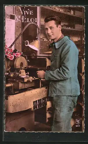 AK Vive St. Eloi, Fabrikarbeiter an seiner Maschine