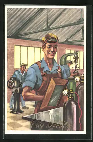 AK Vive St. Eloi, Fabrikarbeiter in ihrer Werkhalle