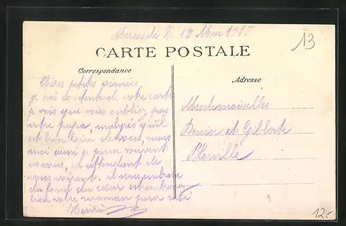 AK Auchel, Rue du Temple, Strassenpartie