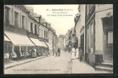 AK Saint-Pol, Rue des Carmes, Strassenpartie