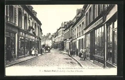 AK Saint-Pol, La Rue d`Hesdin, Strassenpartie