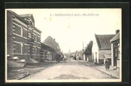 AK Mazingarbe, Rue du Saussoye, Strassenpartie
