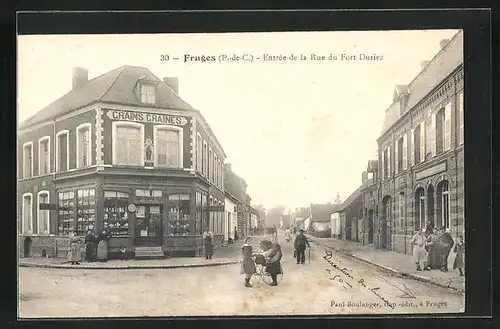 AK Fruges, Entrée de la Rue du Fort Duriez