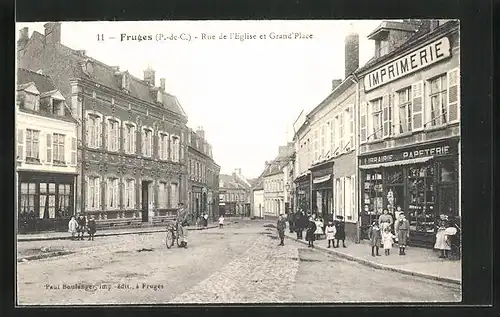 AK Fruges, Rue de l`Eglise et Grand Place