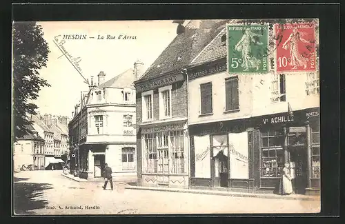 AK Hesdin, La Rue d`Arras