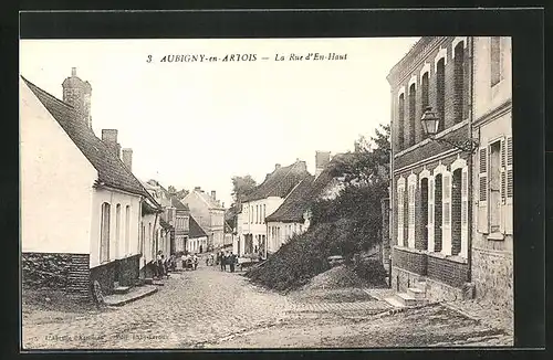 AK Aubigny-en-Artois, La Rue d`En-Haut