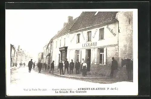 AK Aubigny-en-Artois, La Grande Rue Centrale