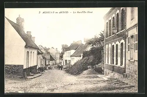 AK Aubigny-en-Artois, La Rue d`En-Haut