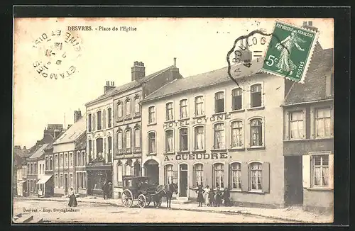 AK Desvres, Place de l`Eglise, Hotel du Cygne