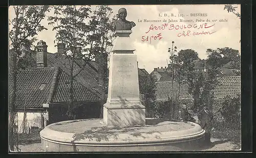 AK Desvres, Le Monument de Jehan Molinet, Poète du XVe siècle