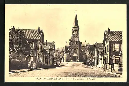 AK Pont-de-Briques, Les Ecoles et l`Eglise