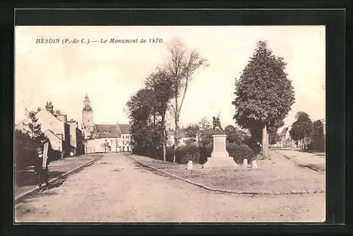 AK Hesdin, Le Monument de 1870