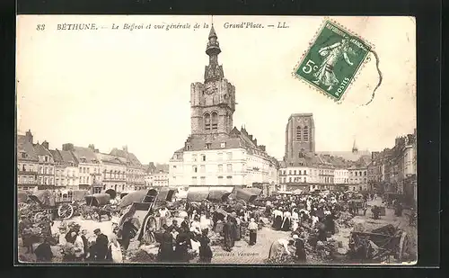 AK Béthune, Le Beffroi et vue générale de la Grand`Place