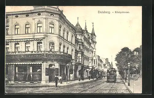 AK Duisburg, Strassenbahn in der Königstrasse