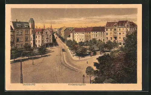 AK Duisburg, Hindenburgplatz aus der Vogelschau