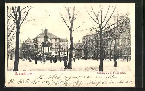 AK Gelsenkirchen, Kaiserplatz mit Denkmal