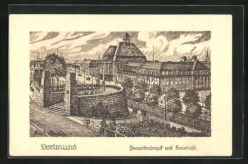 AK Dortmund, Hauptbahnhof mit Freistuhl