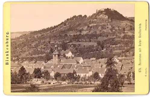 Fotografie C. Apel, Blankenburg, Ansicht Blankenburg, Panorama mit Ruine Greifenstein