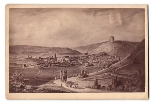 Fotografie Krüllsche Buchhandlung, Ingolstadt, Ansicht Kehlheim, Blick auf den Ort mit Ruhmeshalle, 1873