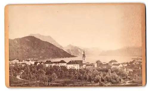 Fotografie W. Lehmann, Gmunden, Ende der Esplanade, Ansicht Gmunden, Ortspartie am See