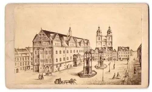 Fotografie W. Reinsdorff, Ansicht Wittenberg, Blick auf den Marktplatz