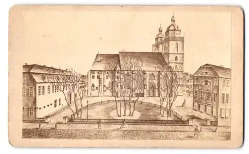 Fotografie W. Reinsdorff, Ansicht Wittenberg, Partie an der Stadtkirche