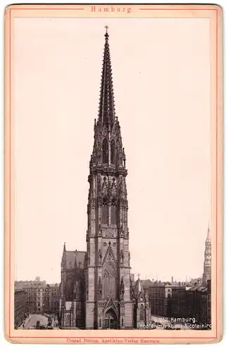 Fotografie Conrad Döring, Hamburg, Ansicht Hamburg, der Hopfenmarkt mit Nicolaikirche