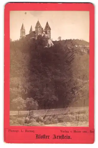 Fotografie L. Herzog, Ansicht Obernhof, Blick auf das Kloster Arnstein, 1876