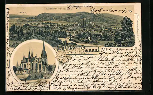 Lithographie Kassel, Neue kath. Kirche, Panorama