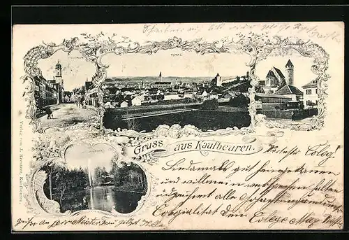 AK Kaufbeuren, Jordanweiher, Marktplatz, Totalansicht