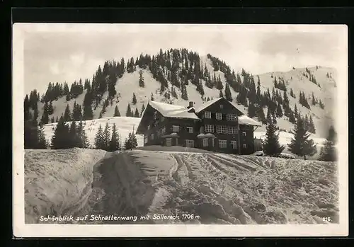 AK Oberstdorf, Alpenhotel Schönblick, Schrattenwang mit Söllereck