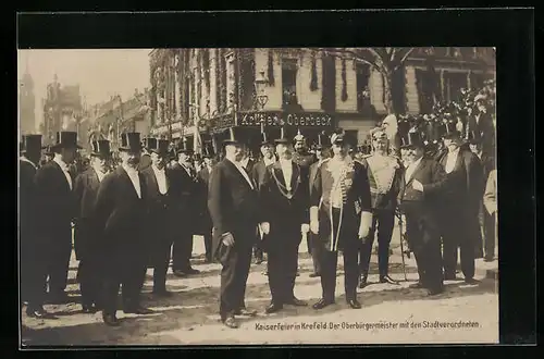 AK Krefeld, Kaiserfeier, Oberbürgermeister mit den Stadtverordneten