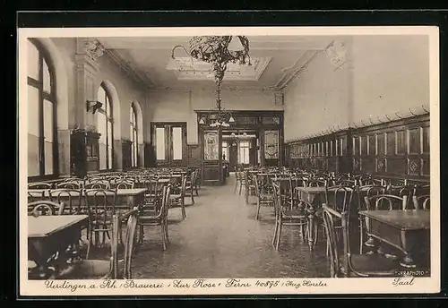 AK Uerdingen a. Rh., Gasthaus Brauerei zur Rose, Innenansicht