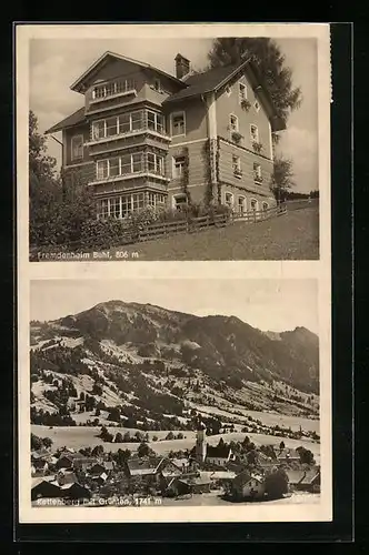 AK Rettenberg, Ortsansicht mit Grüntem, Gasthaus Fremdenheim Buhl