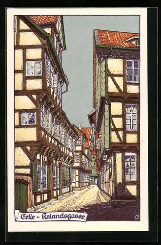 Steindruck-AK Celle, Kalandsgasse