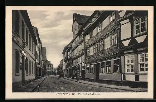 AK Höxter a. W., Westerbachstrasse mit Fachwerkhaus