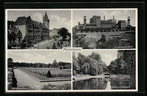 AK Hamborn, Rathaus, Partie im Stadtpark, Grossschacht II. u. V.