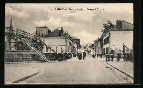 AK Bruay, Rue Nationale et Passage à Niveau