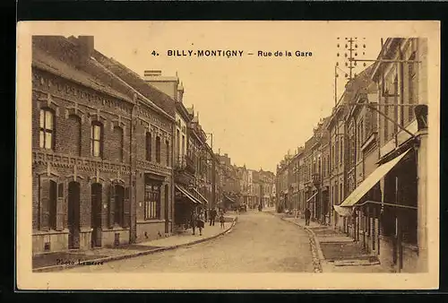 AK Billy-Montigny, Rue de la Gare